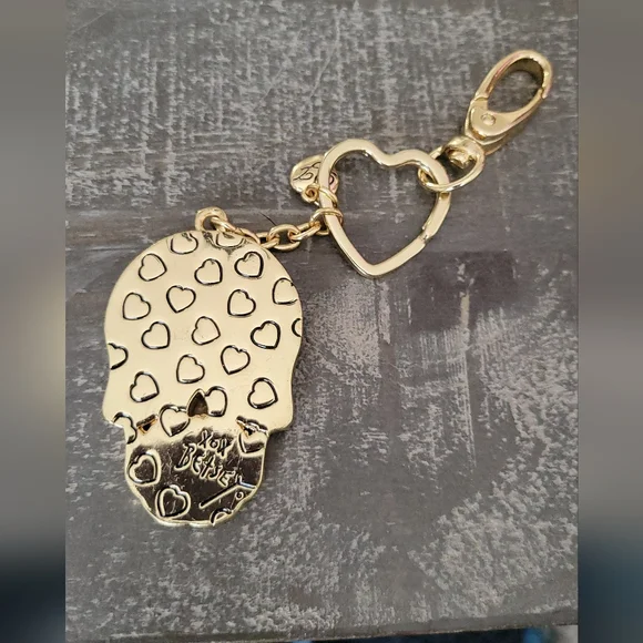 Betsey Johnson Rare Glitter Crystal Skull Key Chain - Picture 4 of 11